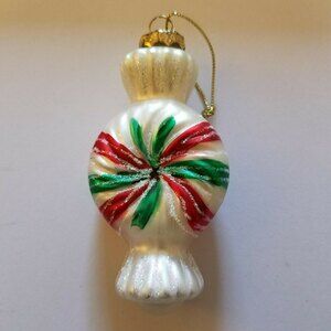 Wrapped Hard Candy Glass Ornament Red Green White